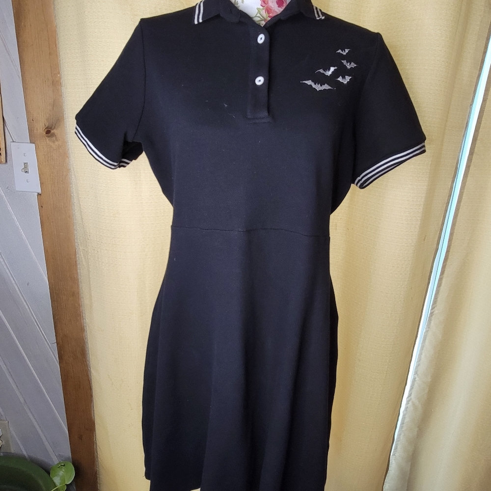 Sourpuss Black Polo Bat Dress, Size L
